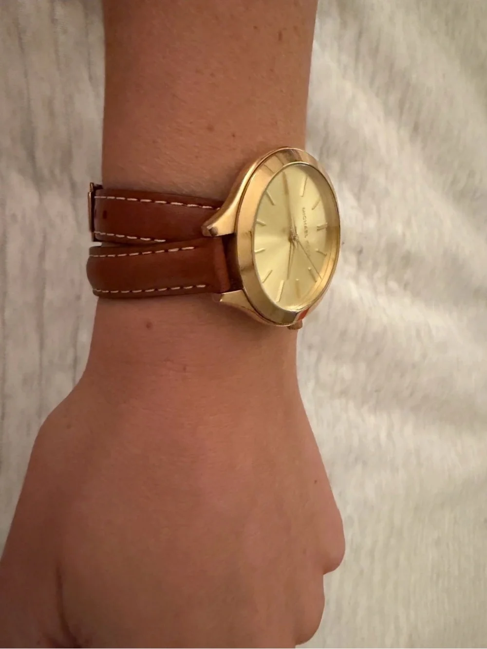 Michael Kors Cross Leather Strap Watch